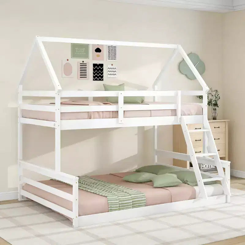 Lit superposé Luxystar avec échelle, lit supérieur double et lit inférieur double, séparable en 2 lits