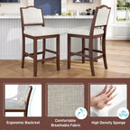 GDFStudio Franklin Tabourets de comptoir avec structure en bois d'hévéa, dossier ergonomique (Lot de 2)