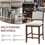 GDFStudio Franklin Tabourets de comptoir avec structure en bois d'hévéa, dossier ergonomique (Lot de 2)