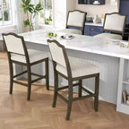 GDFStudio Franklin Tabourets de comptoir avec structure en bois d'hévéa, dossier ergonomique (Lot de 2)