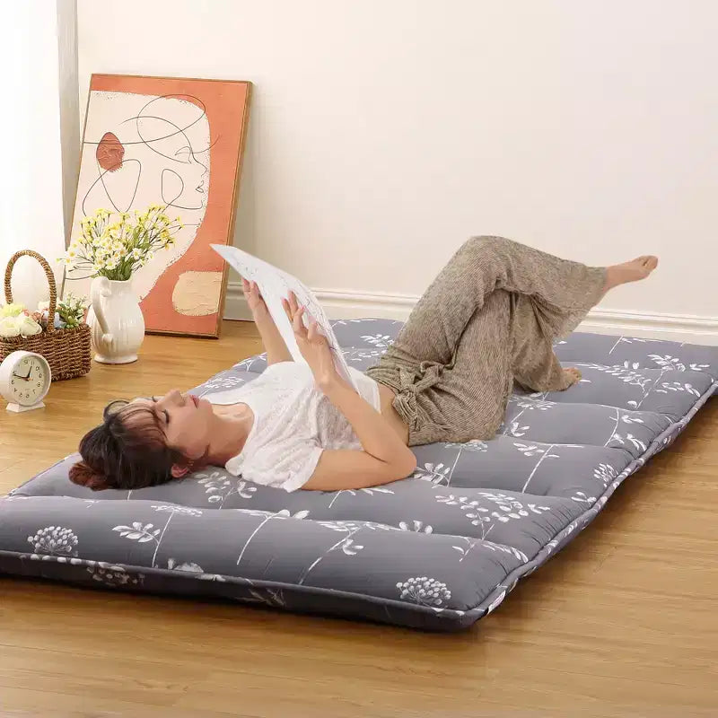 COZONY Twin/Full Japanese Futon Mattress, Floral Printed Floor Sleeping Pad & Roll-Up Camping Mattress