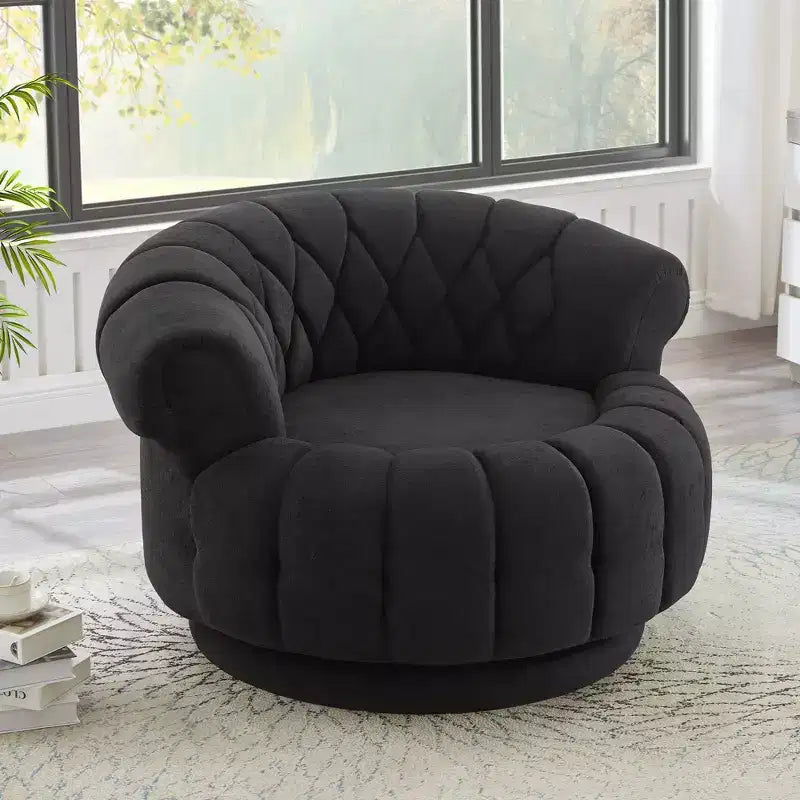 Fauteuil Club Rond Pivotant GDFStudio Fanny à 360° avec Accoudoirs Courbés