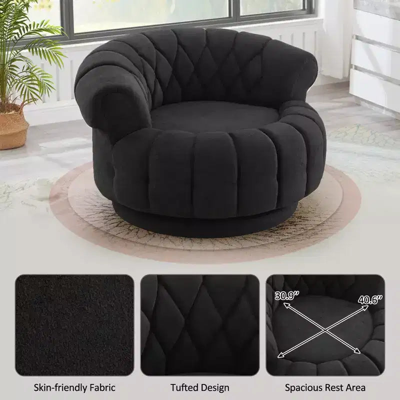 Fauteuil Club Rond Pivotant GDFStudio Fanny à 360° avec Accoudoirs Courbés