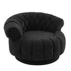 Fauteuil Club Rond Pivotant GDFStudio Fanny à 360° avec Accoudoirs Courbés