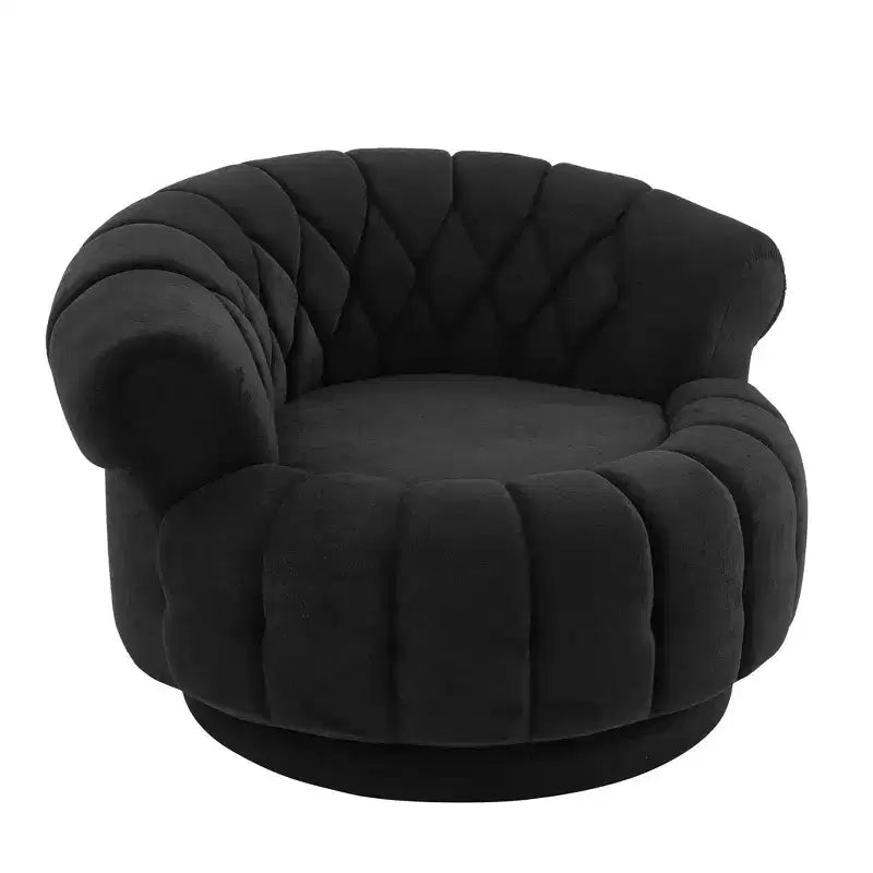 Fauteuil Club Rond Pivotant GDFStudio Fanny à 360° avec Accoudoirs Courbés