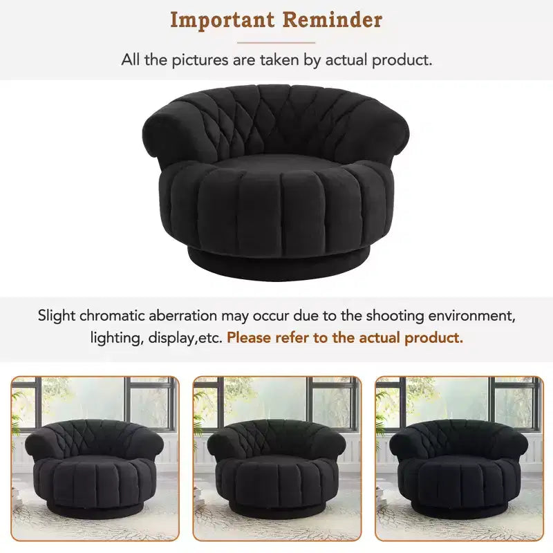 Fauteuil Club Rond Pivotant GDFStudio Fanny à 360° avec Accoudoirs Courbés