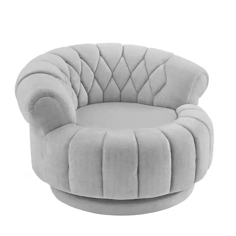 Fauteuil Club Rond Pivotant GDFStudio Fanny à 360° avec Accoudoirs Courbés