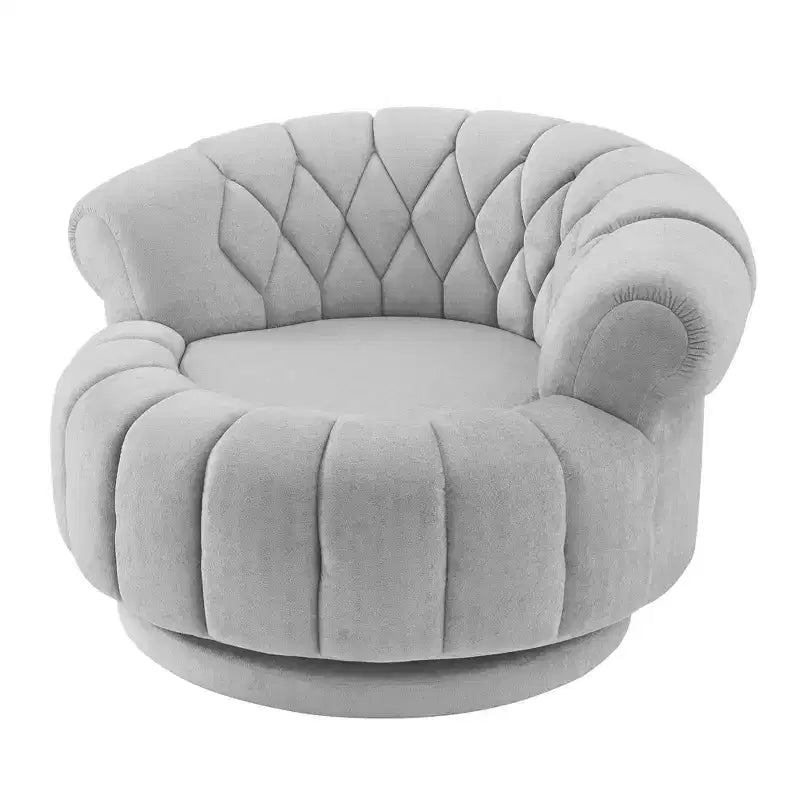 Fauteuil Club Rond Pivotant GDFStudio Fanny à 360° avec Accoudoirs Courbés