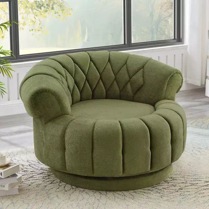 Fauteuil Club Rond Pivotant GDFStudio Fanny à 360° avec Accoudoirs Courbés