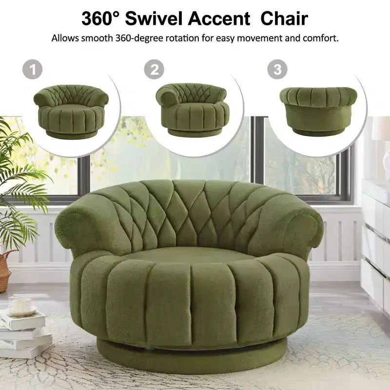 Fauteuil Club Rond Pivotant GDFStudio Fanny à 360° avec Accoudoirs Courbés