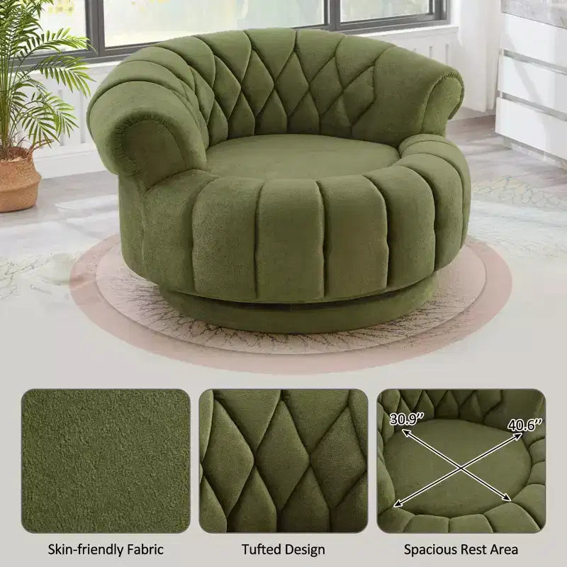 Fauteuil Club Rond Pivotant GDFStudio Fanny à 360° avec Accoudoirs Courbés