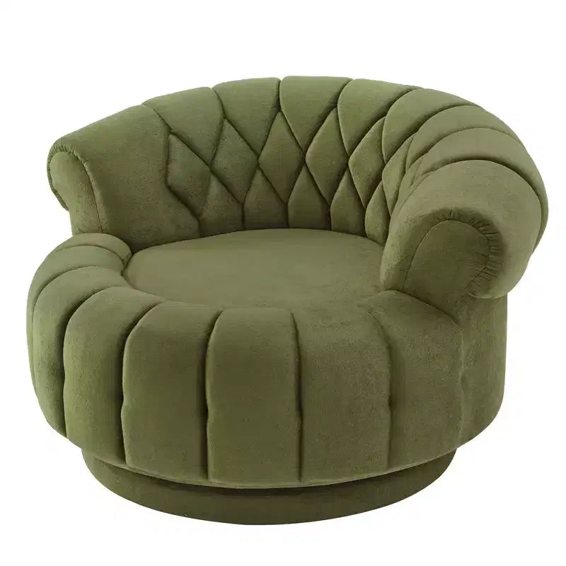 Fauteuil Club Rond Pivotant GDFStudio Fanny à 360° avec Accoudoirs Courbés