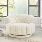 GDFStudio Fanny 360 Swivel Round Barrel Club Chair with Curved Armrests