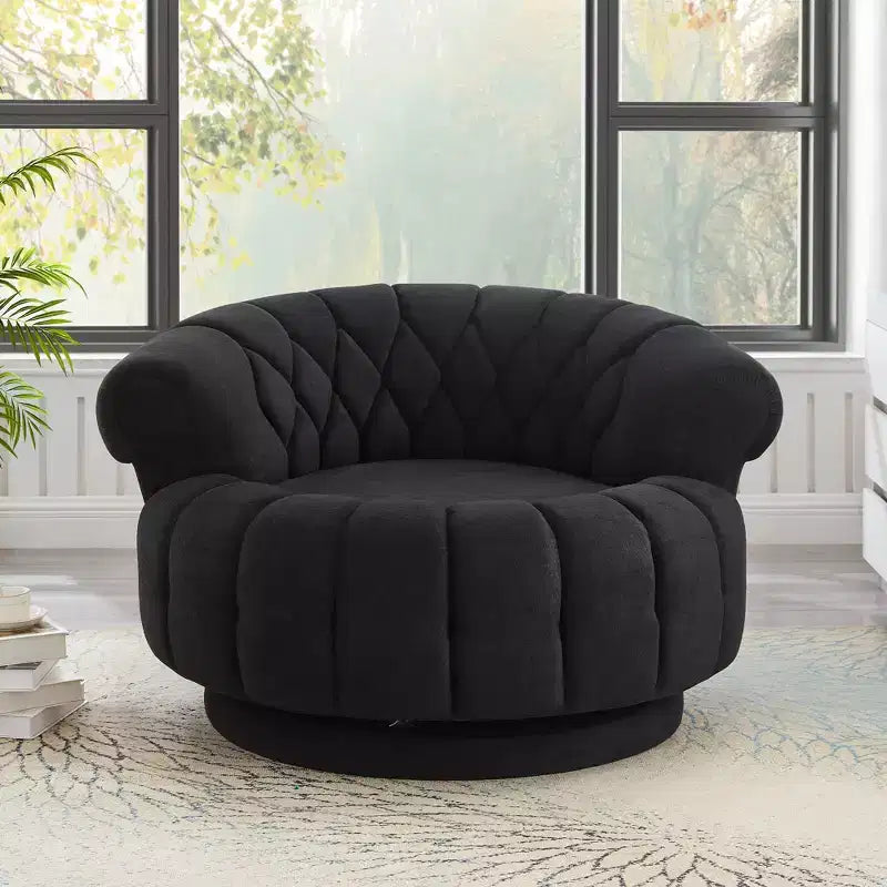 Fauteuil Club Rond Pivotant GDFStudio Fanny à 360° avec Accoudoirs Courbés
