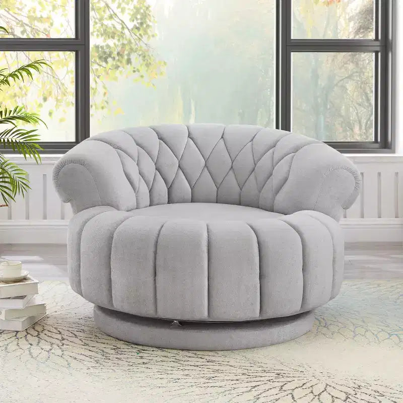 Fauteuil Club Rond Pivotant GDFStudio Fanny à 360° avec Accoudoirs Courbés