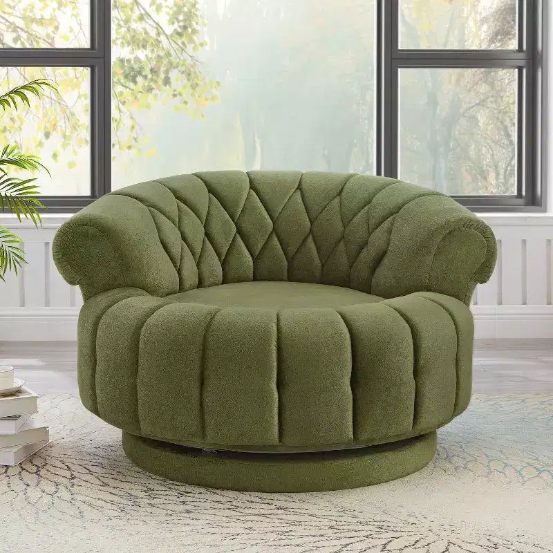 Fauteuil Club Rond Pivotant GDFStudio Fanny à 360° avec Accoudoirs Courbés
