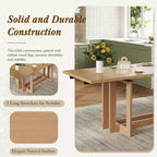 Whisen Rustic 82 Extendable Dining Table, Trestle Kitchen Table with Rubber Wood Legs, 2 Removable Leaves