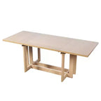 Whisen Rustic 82 Extendable Dining Table, Trestle Kitchen Table with Rubber Wood Legs, 2 Removable Leaves