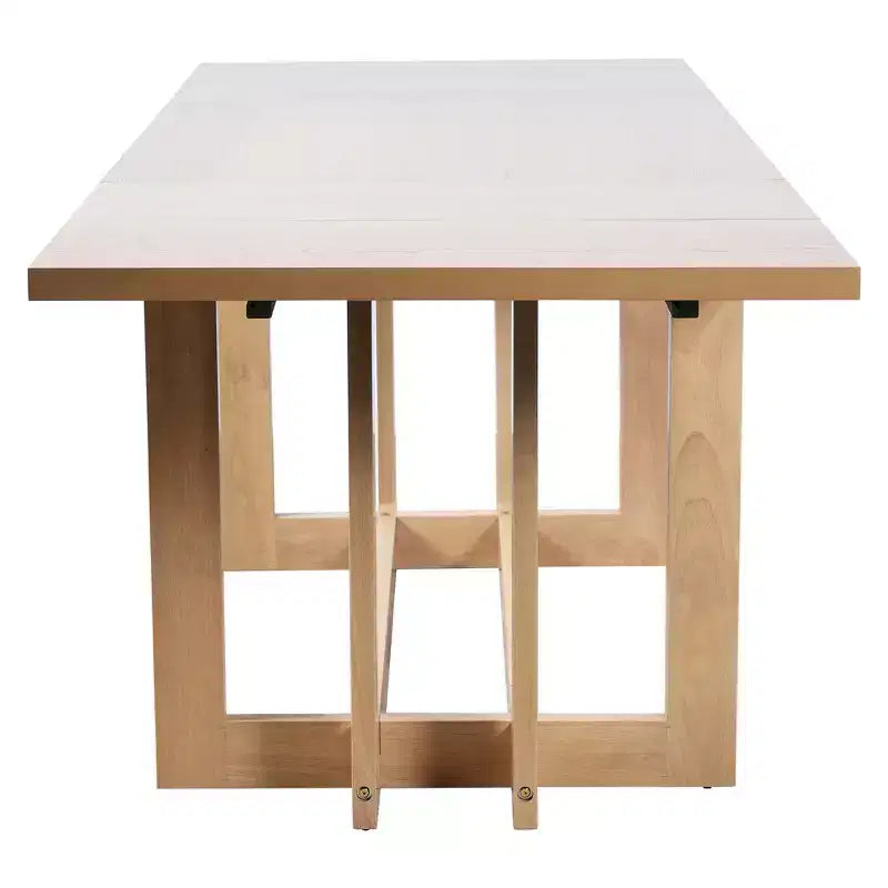 Whisen Rustic 82 Extendable Dining Table, Trestle Kitchen Table with Rubber Wood Legs, 2 Removable Leaves