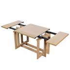 Whisen Rustic 82 Extendable Dining Table, Trestle Kitchen Table with Rubber Wood Legs, 2 Removable Leaves