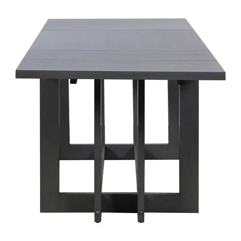 Whisen Rustic 82 Extendable Dining Table, Trestle Kitchen Table with Rubber Wood Legs, 2 Removable Leaves