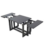 Whisen Rustic 82 Extendable Dining Table, Trestle Kitchen Table with Rubber Wood Legs, 2 Removable Leaves