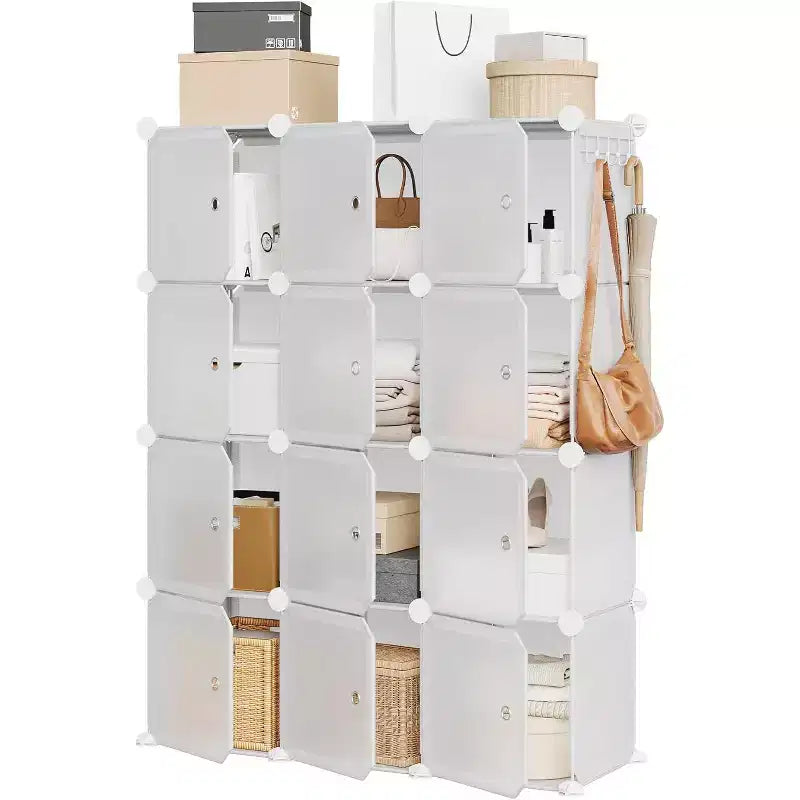 9-Cube PVC Storage Organizer, Modular Shelf Unit with Easy Assembly for Bedroom & Living Room, White