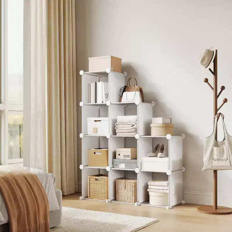 9-Cube PVC Storage Organizer, Modular Shelf Unit with Easy Assembly for Bedroom & Living Room, White
