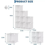 9-Cube PVC Storage Organizer, Modular Shelf Unit with Easy Assembly for Bedroom & Living Room, White