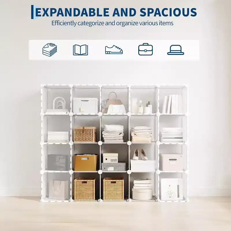 9-Cube PVC Storage Organizer, Modular Shelf Unit with Easy Assembly for Bedroom & Living Room, White