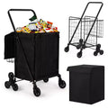 COZONY Heavy Duty Stair Climbing Utility Cart, Folding Carbon Steel Trolley w/ 360 Tri-Wheels
