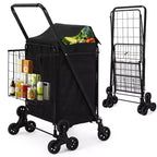 COZONY Heavy Duty Stair Climbing Utility Cart, Folding Carbon Steel Trolley w/ 360 Tri-Wheels