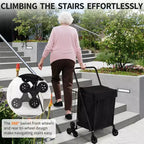 COZONY Heavy Duty Stair Climbing Utility Cart, Folding Carbon Steel Trolley w/ 360 Tri-Wheels