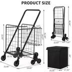 COZONY Heavy Duty Stair Climbing Utility Cart, Folding Carbon Steel Trolley w/ 360 Tri-Wheels