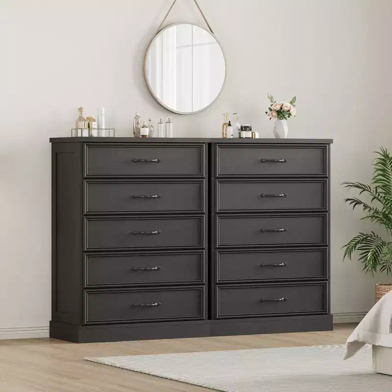 COZONY 5-Drawer Dresser, 43 Tall Wooden Chest w/ Large Drawers, Modern Storage Organizer