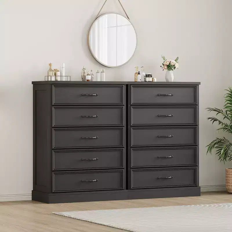COZONY 5-Drawer Dresser, 43 Tall Wooden Chest w/ Large Drawers, Modern Storage Organizer