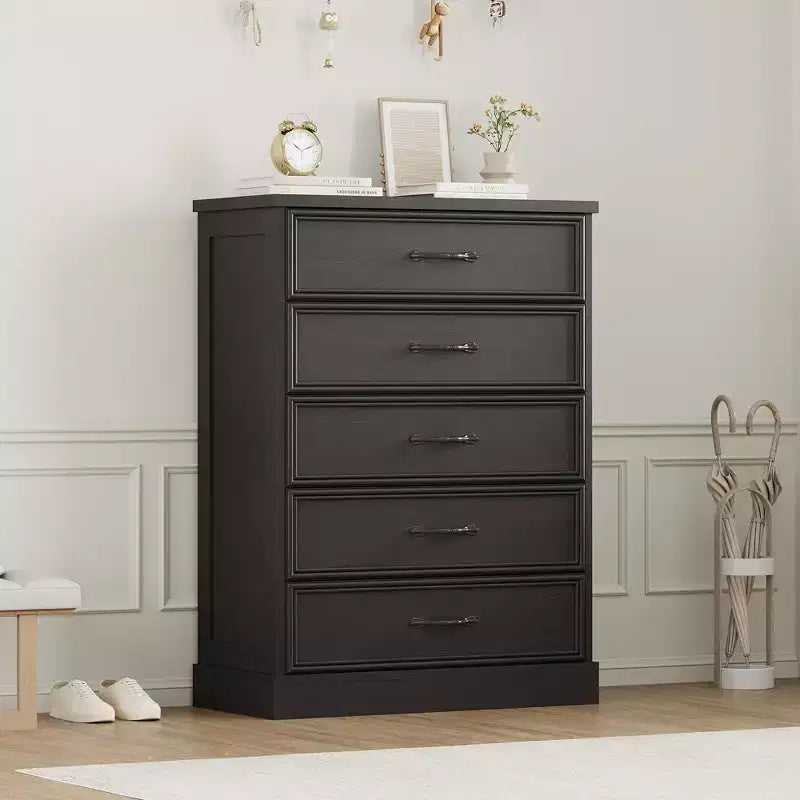 COZONY 5-Drawer Dresser, 43 Tall Wooden Chest w/ Large Drawers, Modern Storage Organizer
