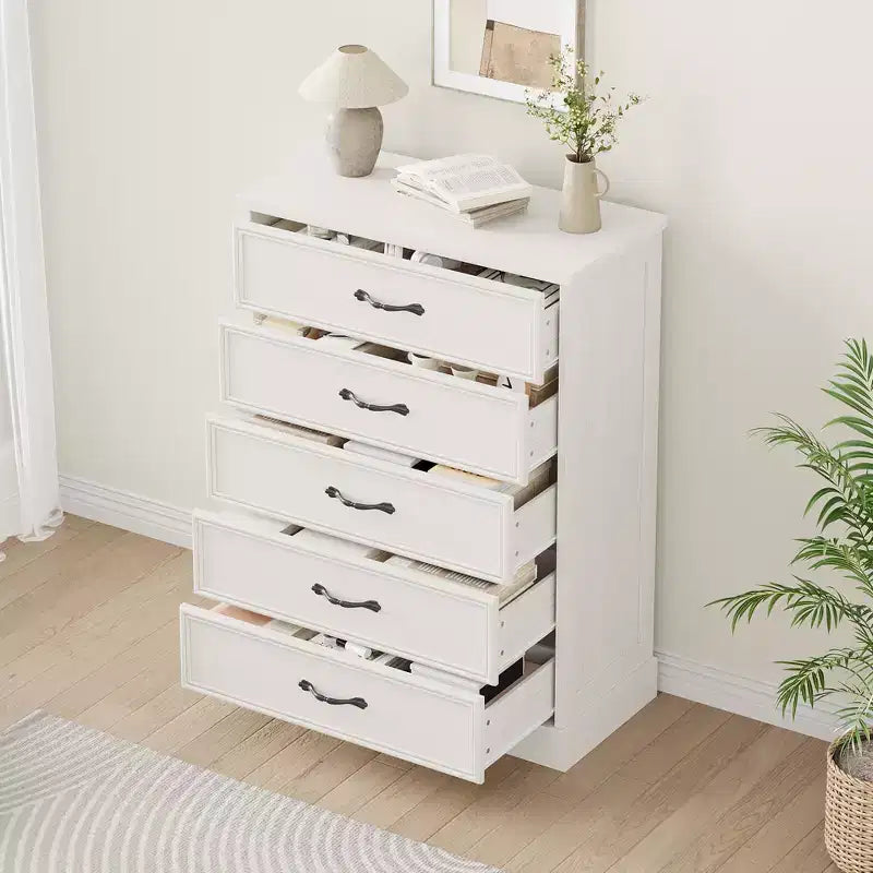 COZONY 5-Drawer Dresser, 43 Tall Wooden Chest w/ Large Drawers, Modern Storage Organizer