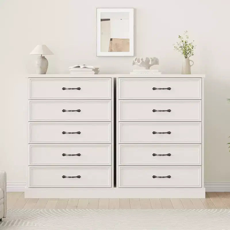 COZONY 5-Drawer Dresser, 43 Tall Wooden Chest w/ Large Drawers, Modern Storage Organizer