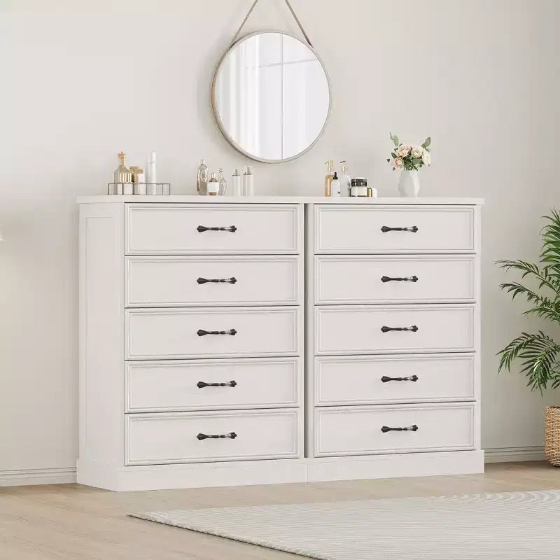 COZONY 5-Drawer Dresser, 43 Tall Wooden Chest w/ Large Drawers, Modern Storage Organizer