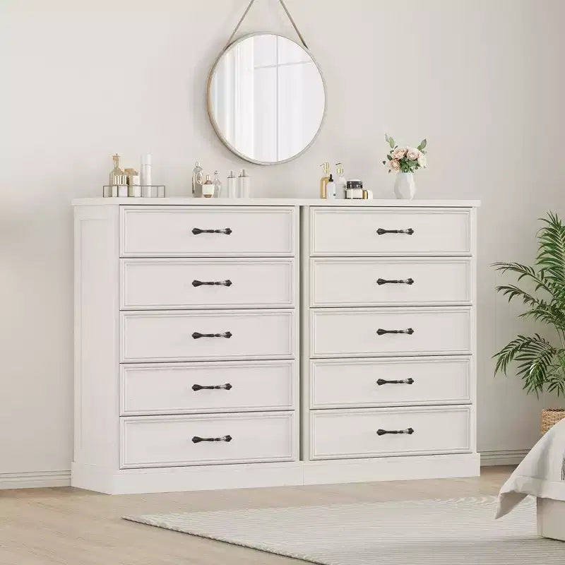 COZONY 5-Drawer Dresser, 43 Tall Wooden Chest w/ Large Drawers, Modern Storage Organizer