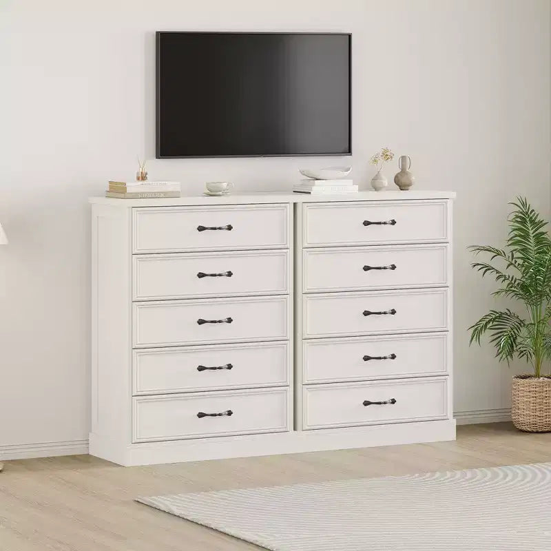 COZONY 5-Drawer Dresser, 43 Tall Wooden Chest w/ Large Drawers, Modern Storage Organizer