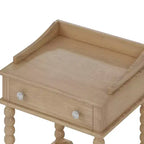 MAYEERTY Table de chevet de style rétro avec tiroir Étagère ouverte Pieds tournés Poignée en métal pour chambre à coucher Naturel