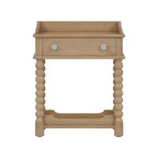 MAYEERTY Table de chevet de style rétro avec tiroir Étagère ouverte Pieds tournés Poignée en métal pour chambre à coucher Naturel
