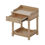 MAYEERTY Table de chevet de style rétro avec tiroir Étagère ouverte Pieds tournés Poignée en métal pour chambre à coucher Naturel
