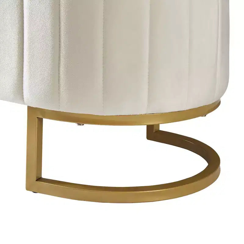 MAYEERTY Upholstered Velvet Storage Ottoman with Buttom Tufted Storahe Bench with Metal Legs for Bedroom Beige