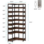 Lantine 9-Tier Corner Shoe Rack, Tall Vertical Free Standing Organizer for Entryway, Hallway, Closet, Rustic Brown, Space Saving