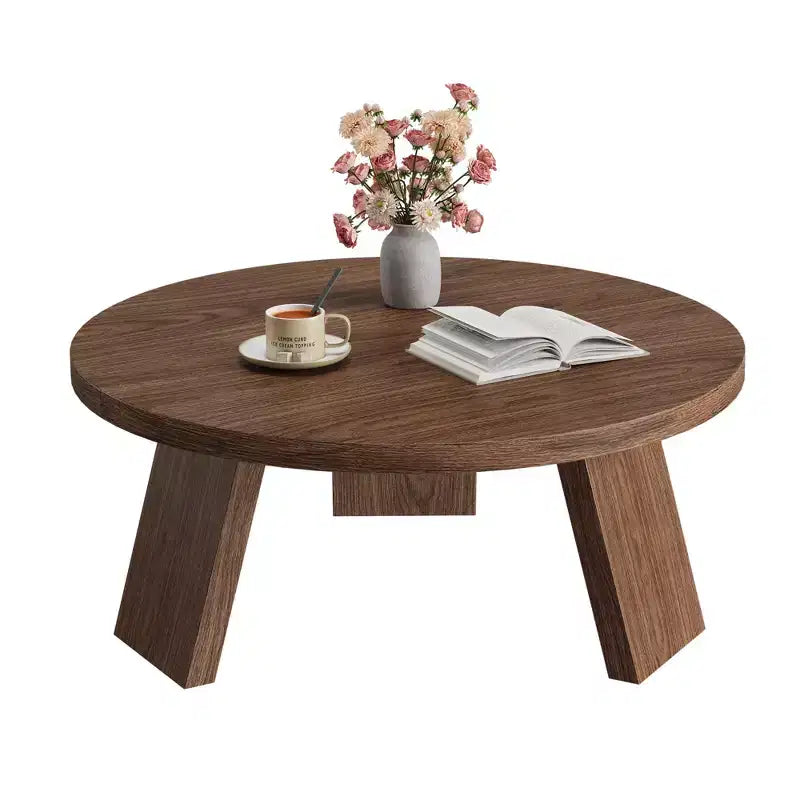 Table basse ronde pour salon, tables centrales modernes de 85 cm avec 3 pieds robustes, tables basses rondes en bois pour petit espace, montage facile