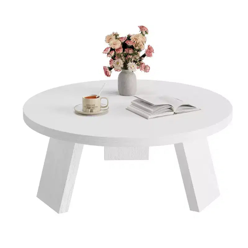 Table basse ronde pour salon, tables centrales modernes de 85 cm avec 3 pieds robustes, tables basses rondes en bois pour petit espace, montage facile
