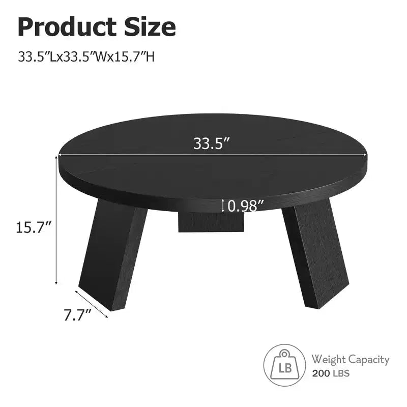 Table basse ronde pour salon, tables centrales modernes de 85 cm avec 3 pieds robustes, tables basses rondes en bois pour petit espace, montage facile